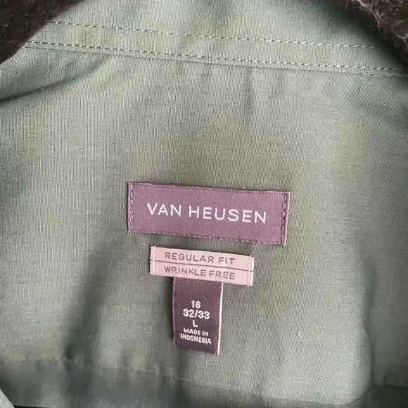 Olive Van Heusen NWT Button Down Shirt Size 16 32/33 - Picture 3 of 6